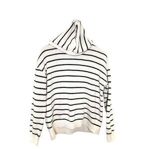 DKNY Jeans Sweater Hoodie Girls Large Pullover Striped Black White